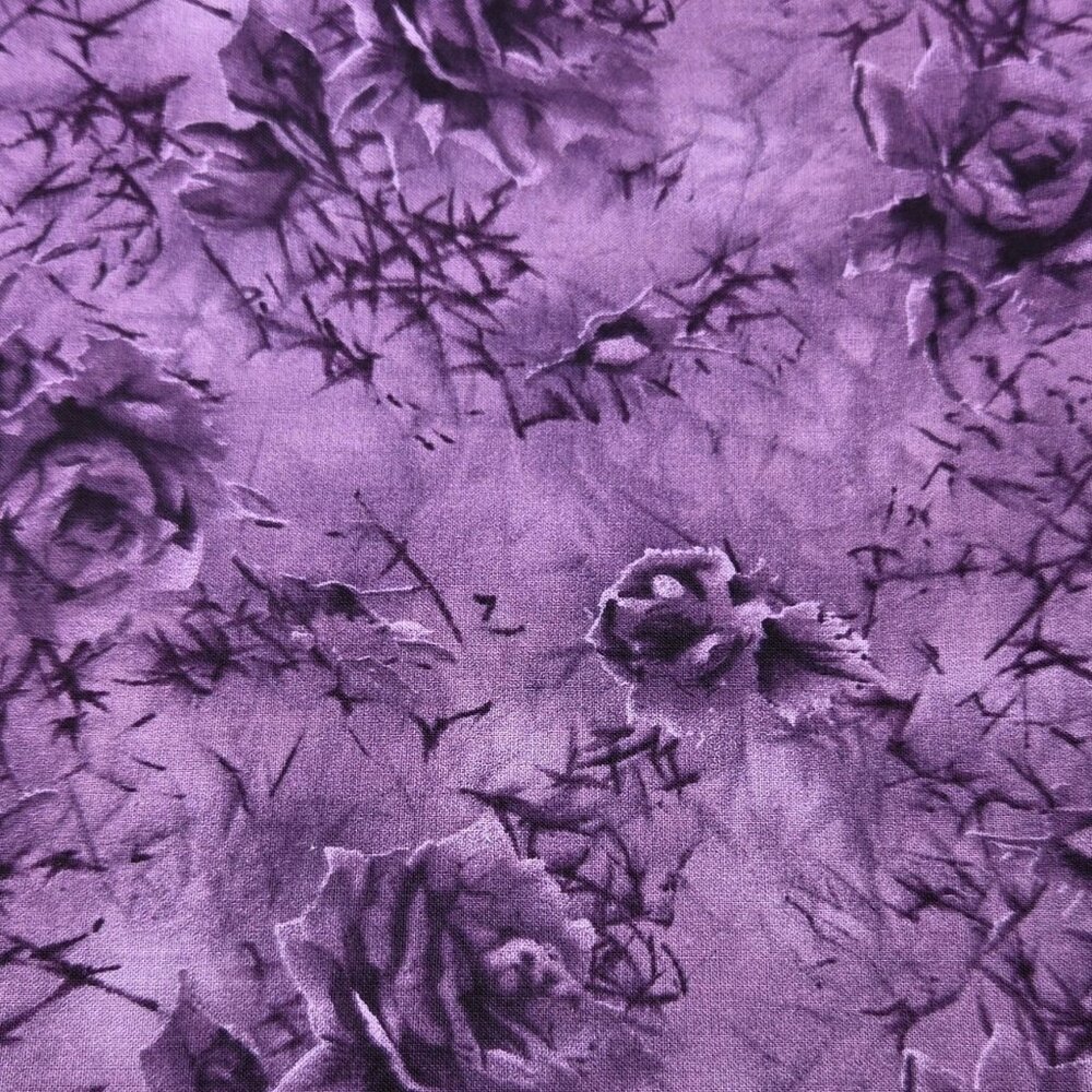Purple Batik Roses Cotton Blend Fabric Concepts In Color Maywood Studio 3 Yards